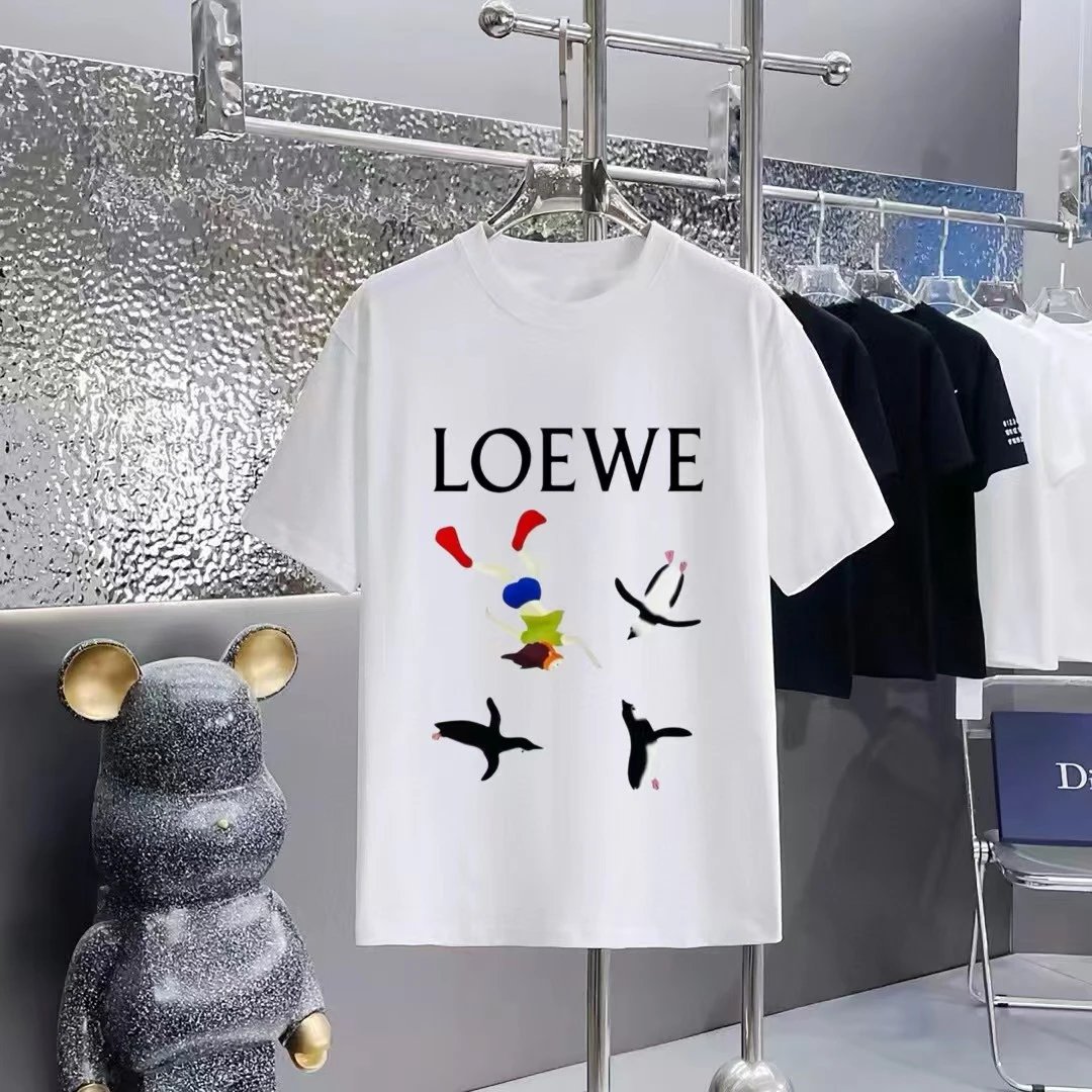 Loewe T-Shirts Short-Sleeve T-Shirt with Anagram Chest Patch — 31