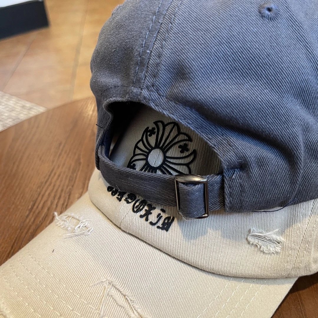 Design Distressed Flower Embroidery Baseball Cap Beige - 10