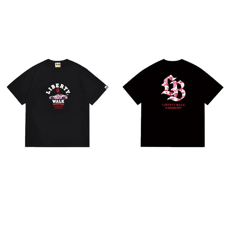 BAPE T-Shirts Graphic Print Crewneck T-Shirt — 1242 Black