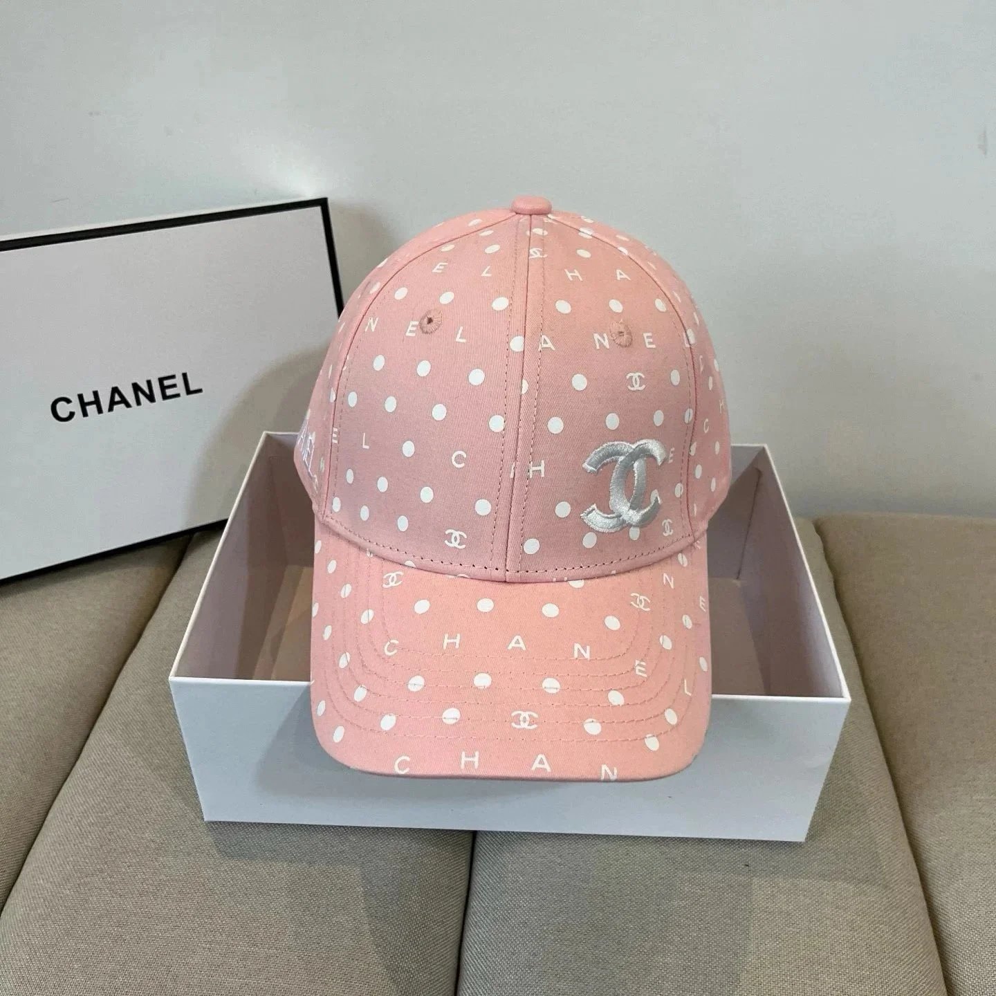 Chanel Logo Embroidered White Baseball Cap - 10