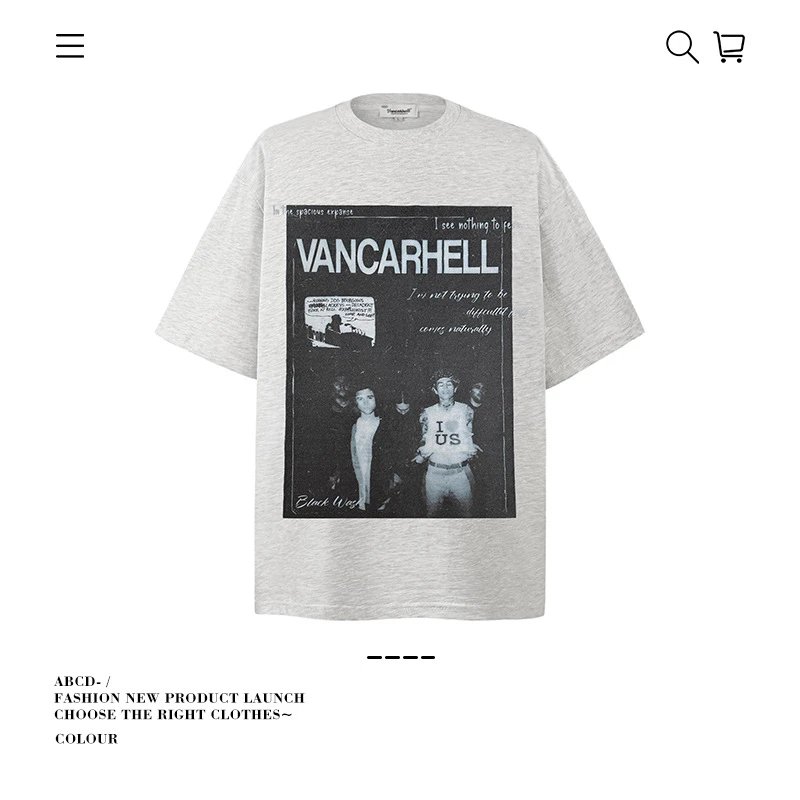 VANCARHELL T-Shirts Oversized graphic-print crew-neck T-shirt — 9681-Floral gray
