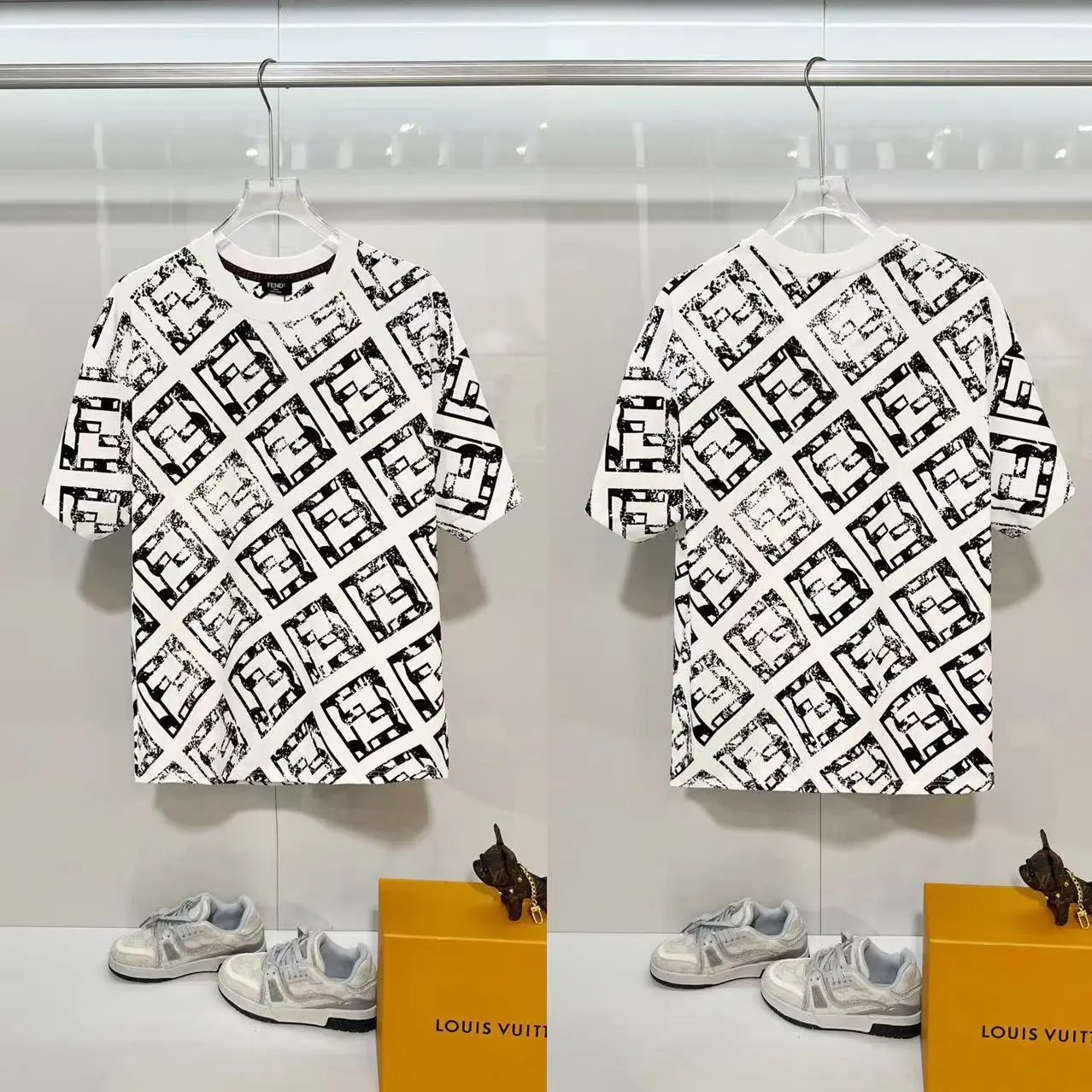 Fendi T-Shirts FF logo graphic short-sleeve T-shirt — F 02 Printed white