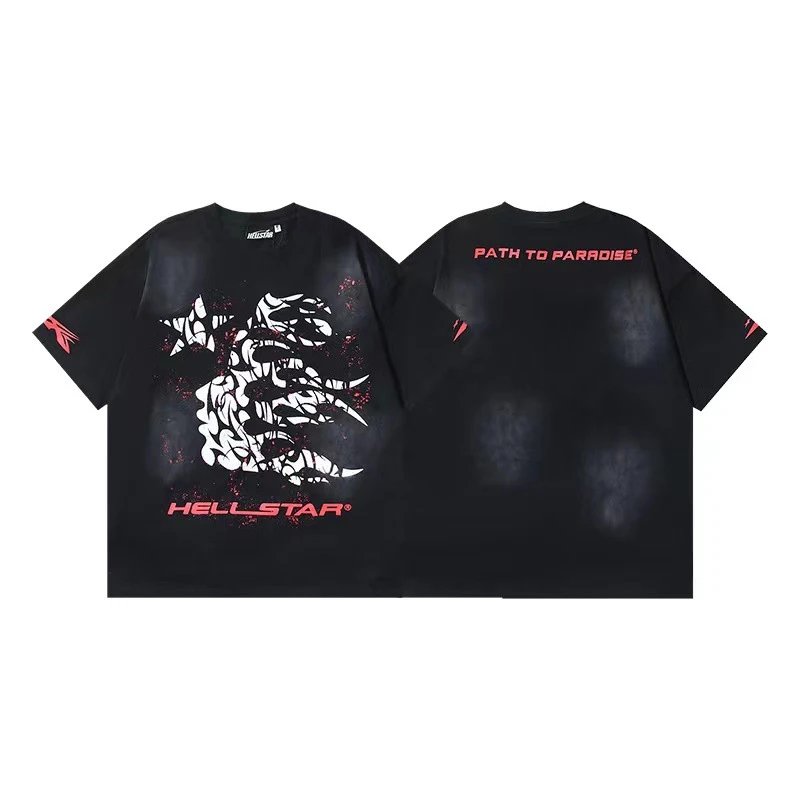Hellstar T-Shirts Washed graphic T-shirt — 692 Washed old black