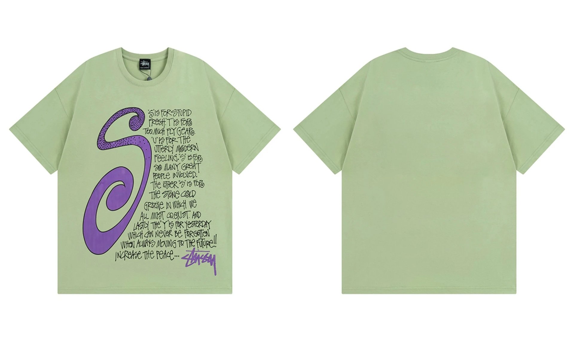 Stüssy T-Shirts TS3K-1 graphic print — 951 Grass green