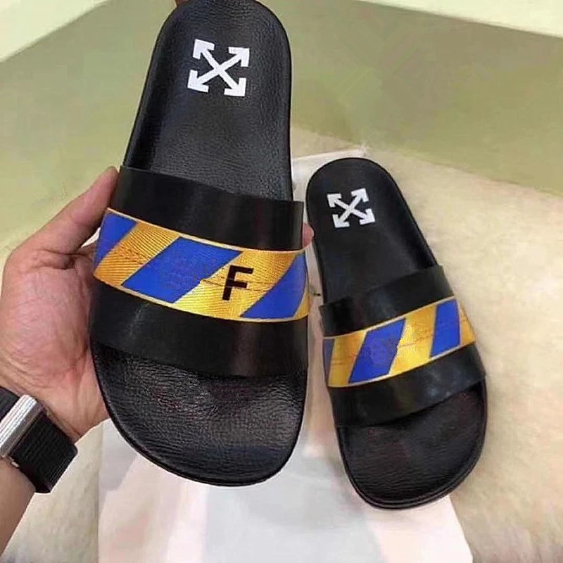 Off-White Industrial Belt Slide Sandals Black/Yellow - 14