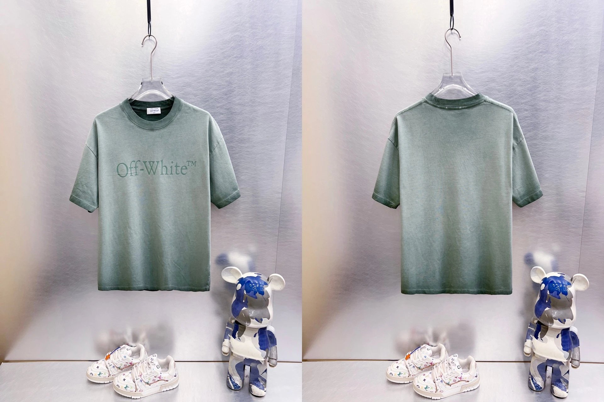 Off-White T-Shirts Oversized graphic-print short-sleeve — 9287 washed green