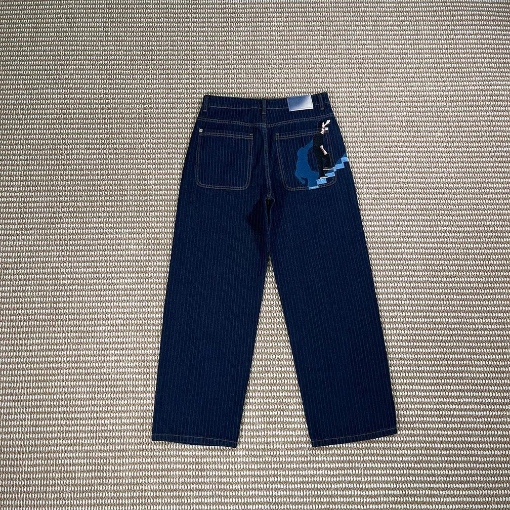 Derschutze Jeans Embroidered wide-leg — Ladder [Trousers】