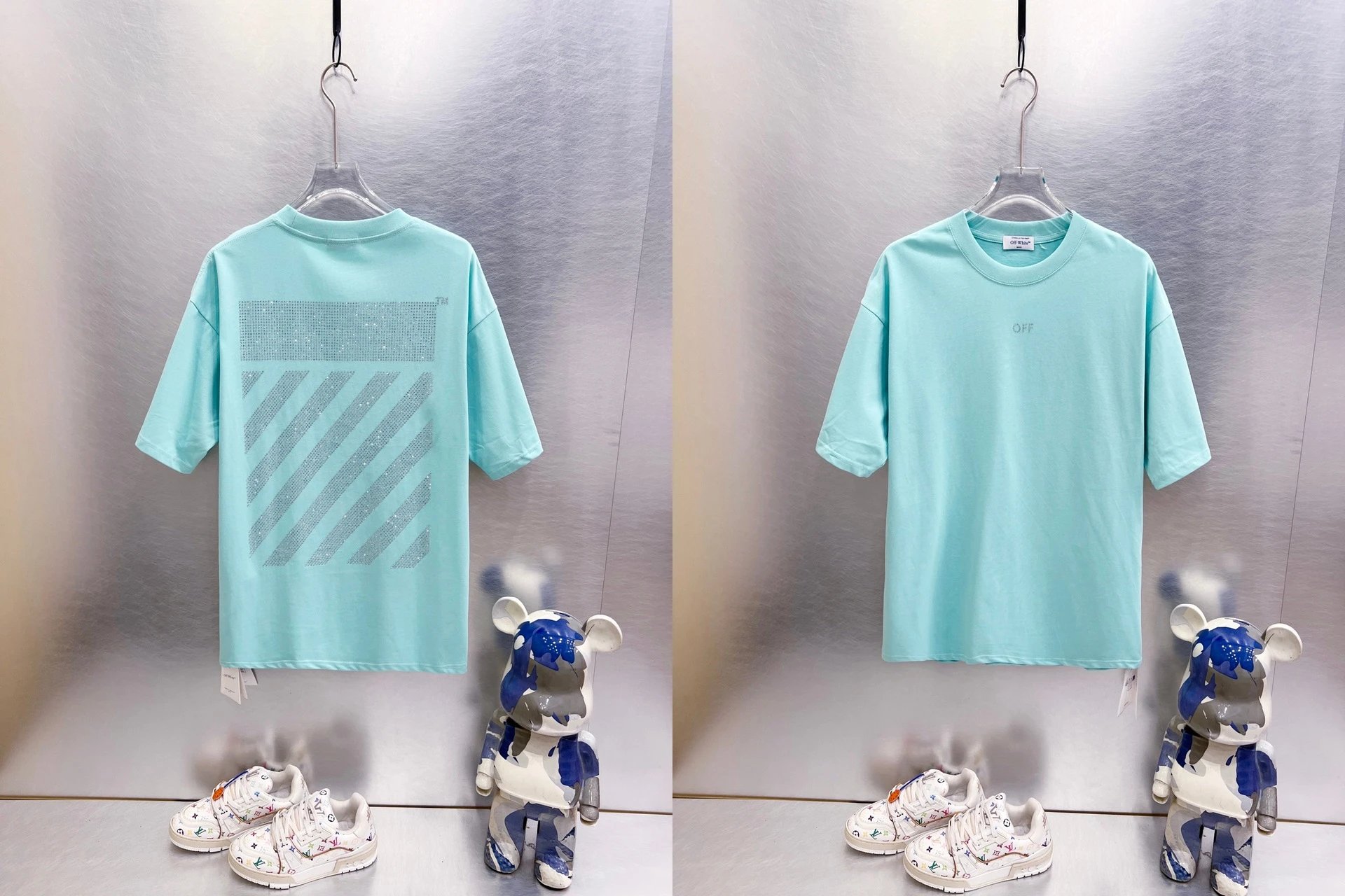 Off-White T-Shirts Oversized graphic-print short-sleeve — 9280 Hot drill green