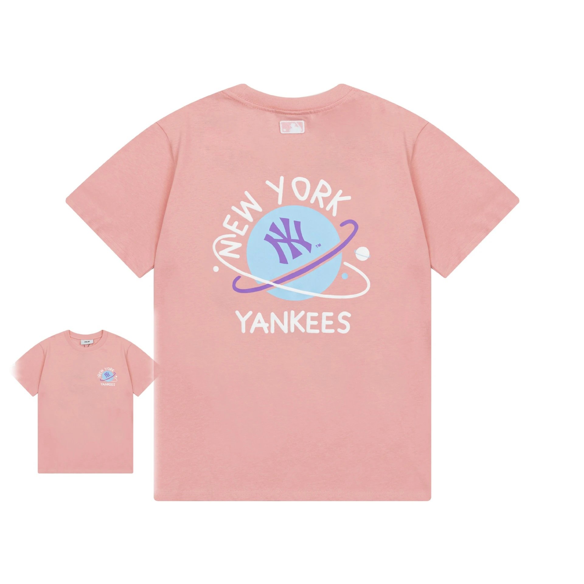 MLB T-Shirts New York Yankees Logo — 906 Pink (front and back prints)