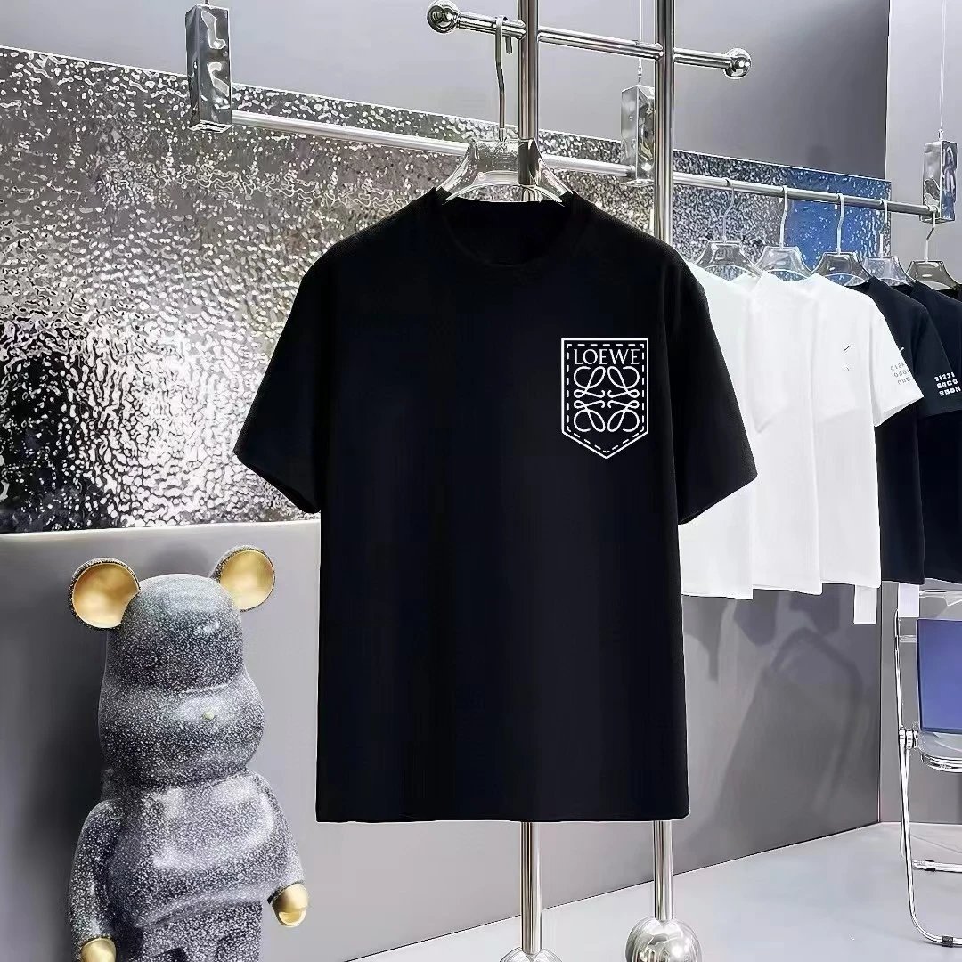 Loewe T-Shirts Short-Sleeve T-Shirt with Anagram Chest Patch — 6