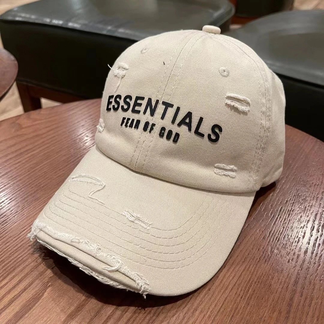 Essentials Hats Distressed Logo Baseball Cap — M05 Apricot Color