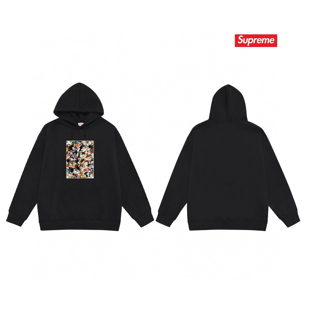 Supreme Hoodies & Sweatshirts Fleece-lined hooded sweatshirt with logo graphic — 14-1 Fleece-lined style