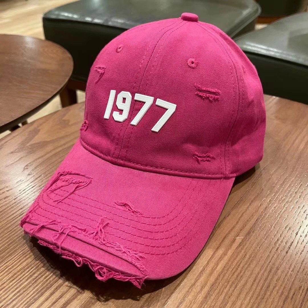 Essentials Hats Distressed Logo Baseball Cap — M06 Rose Red