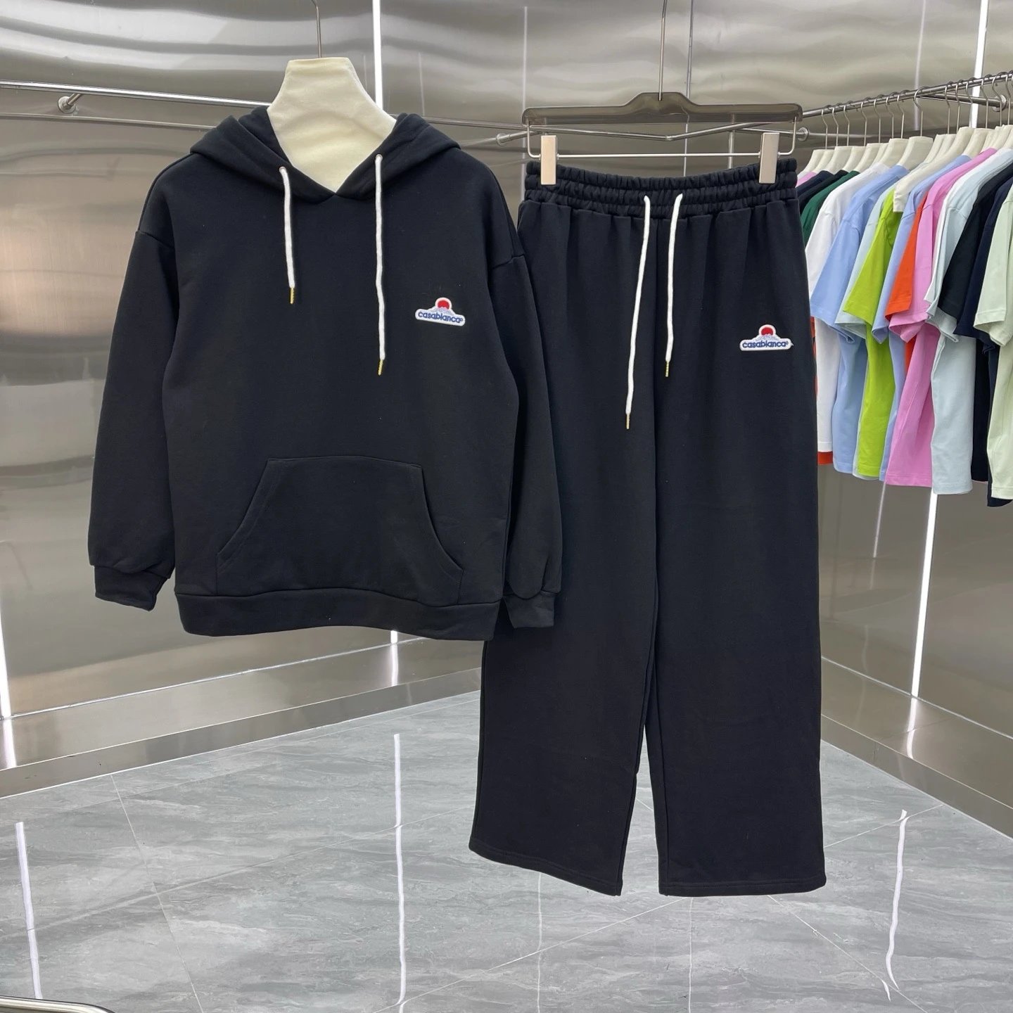 Casablanca Matching Sets Hooded sweatshirt and wide-leg sweatpants set with graphic print image 4