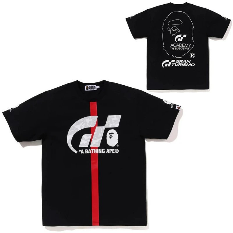 A Bathing Ape T-Shirts Head Graphic Short-Sleeve T-Shirt — 786 Black GT Racing