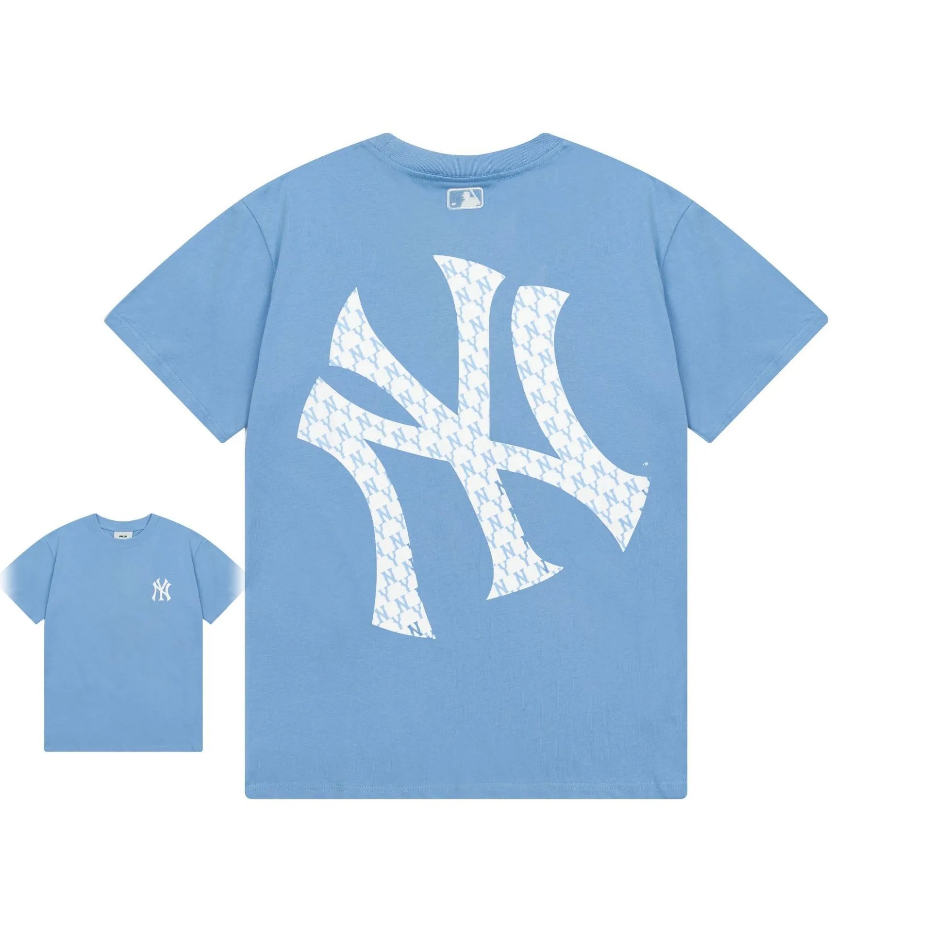 MLB T-Shirts New York Yankees Logo — 910 Sky Blue (Front Label Embroidery)