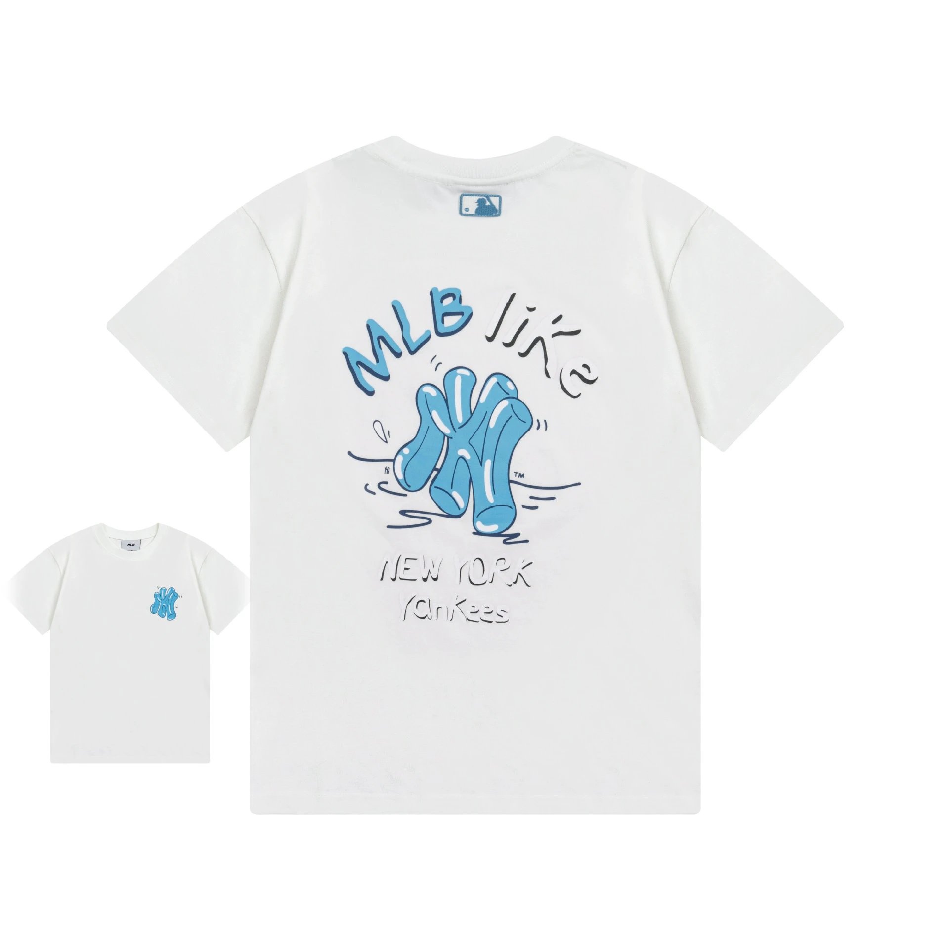 MLB T-Shirts New York Yankees Logo — 907 White (front and back prints)