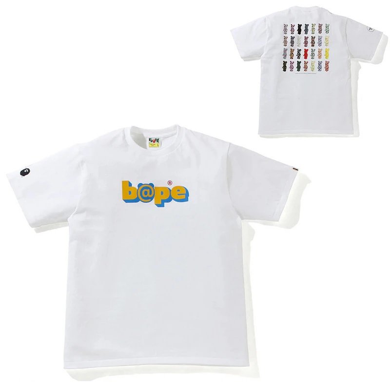 A Bathing Ape T-Shirts Head Graphic Short-Sleeve T-Shirt — 743 White explosive bear