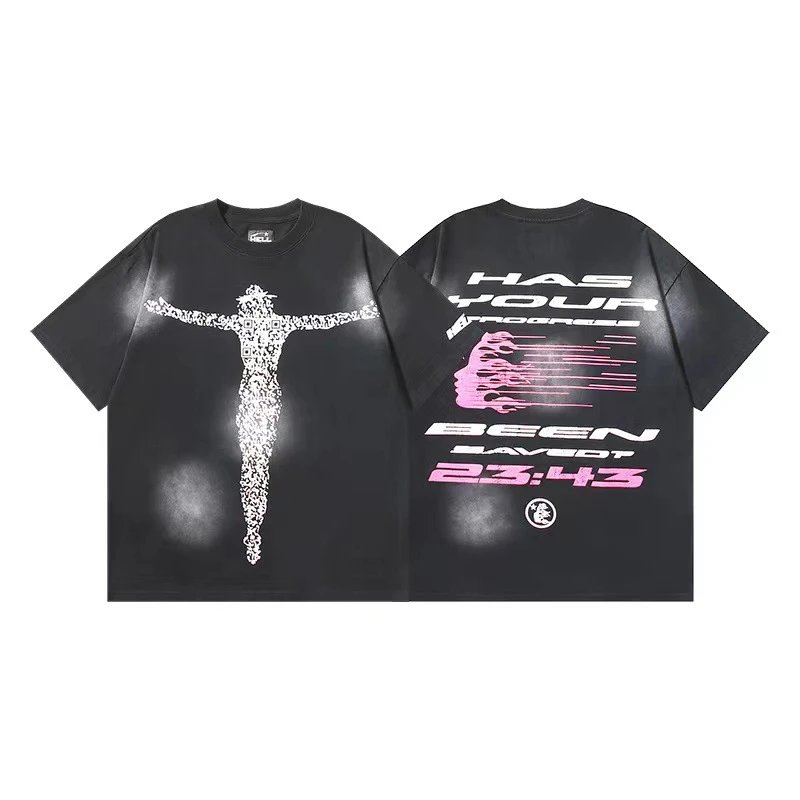 Hellstar T-Shirts Graphic Crewneck T-Shirt — 612 Washed old black