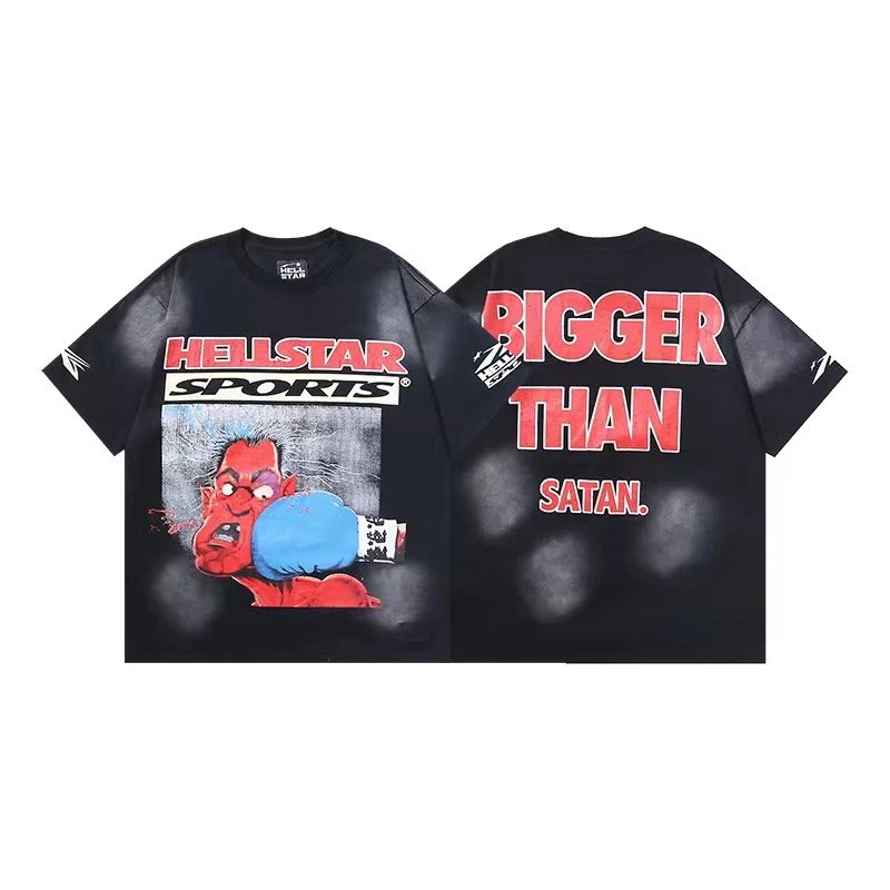 Hellstar T-Shirts Graphic Crewneck T-Shirt — 635 Washed old black