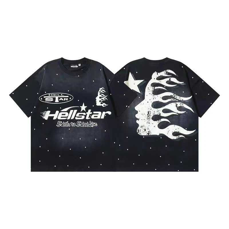 Hellstar T-Shirts Washed graphic T-shirt — 677 Washed old black