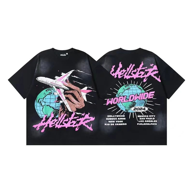 Hellstar T-Shirts Washed graphic T-shirt — 685 Washed old black