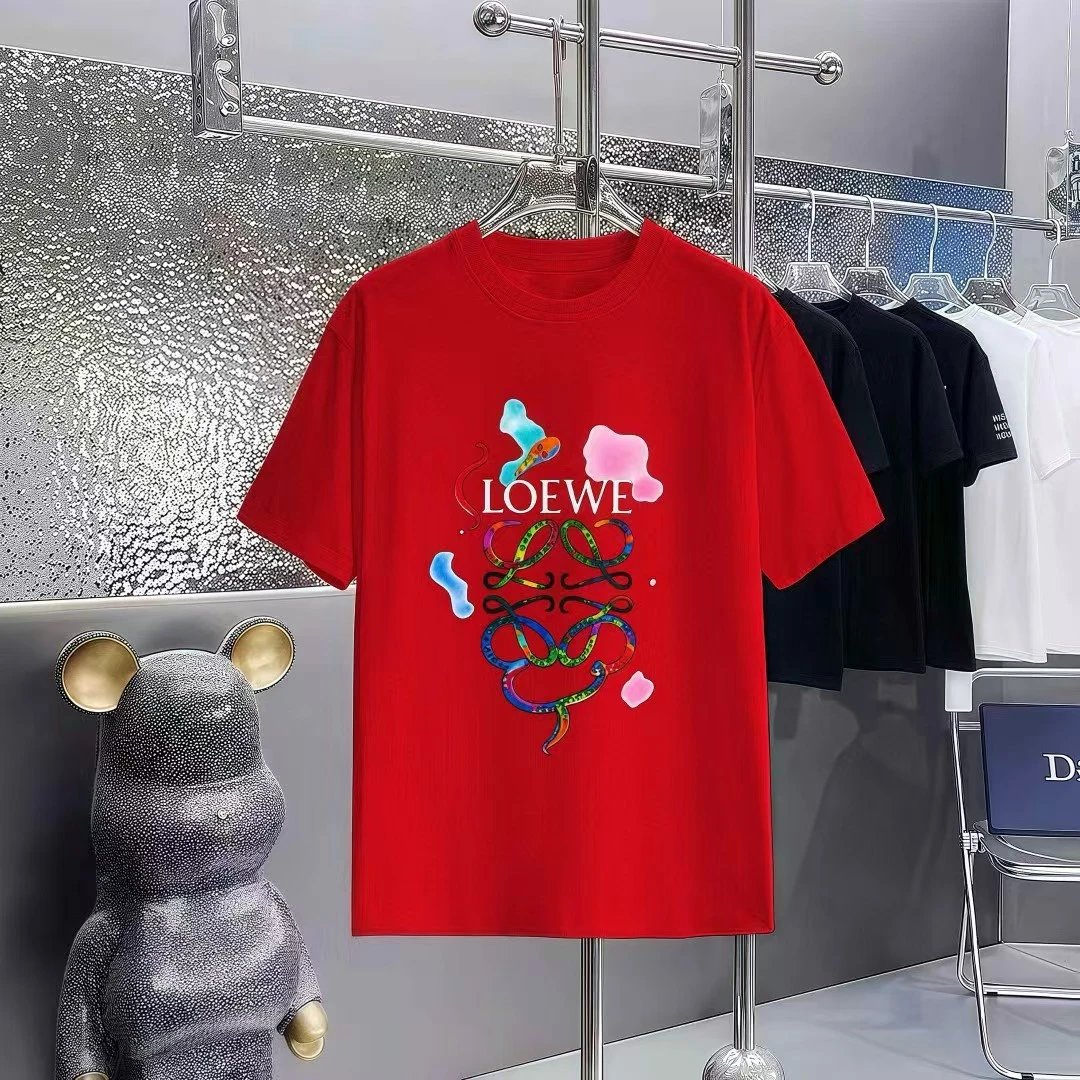 Loewe T-Shirts Short-Sleeve T-Shirt with Anagram Chest Patch — 33