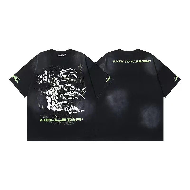 Hellstar T-Shirts Washed graphic T-shirt — 693 Washed old black