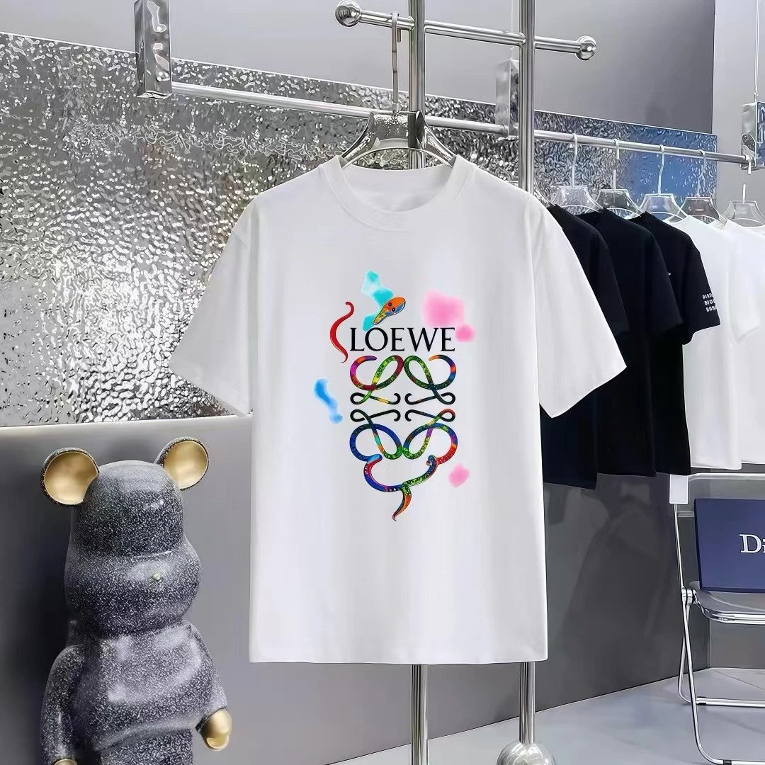 Loewe T-Shirts Short-Sleeve T-Shirt with Anagram Chest Patch — 35