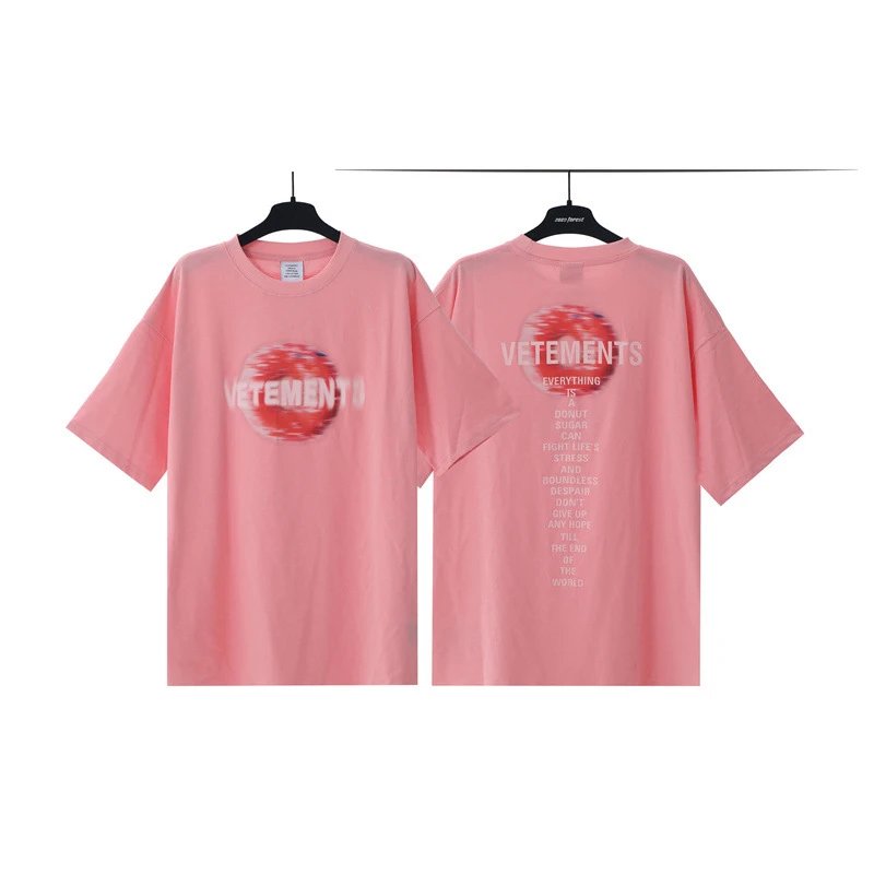 Vetements T-Shirts Washed graphic logo print — Pink donut 7045
