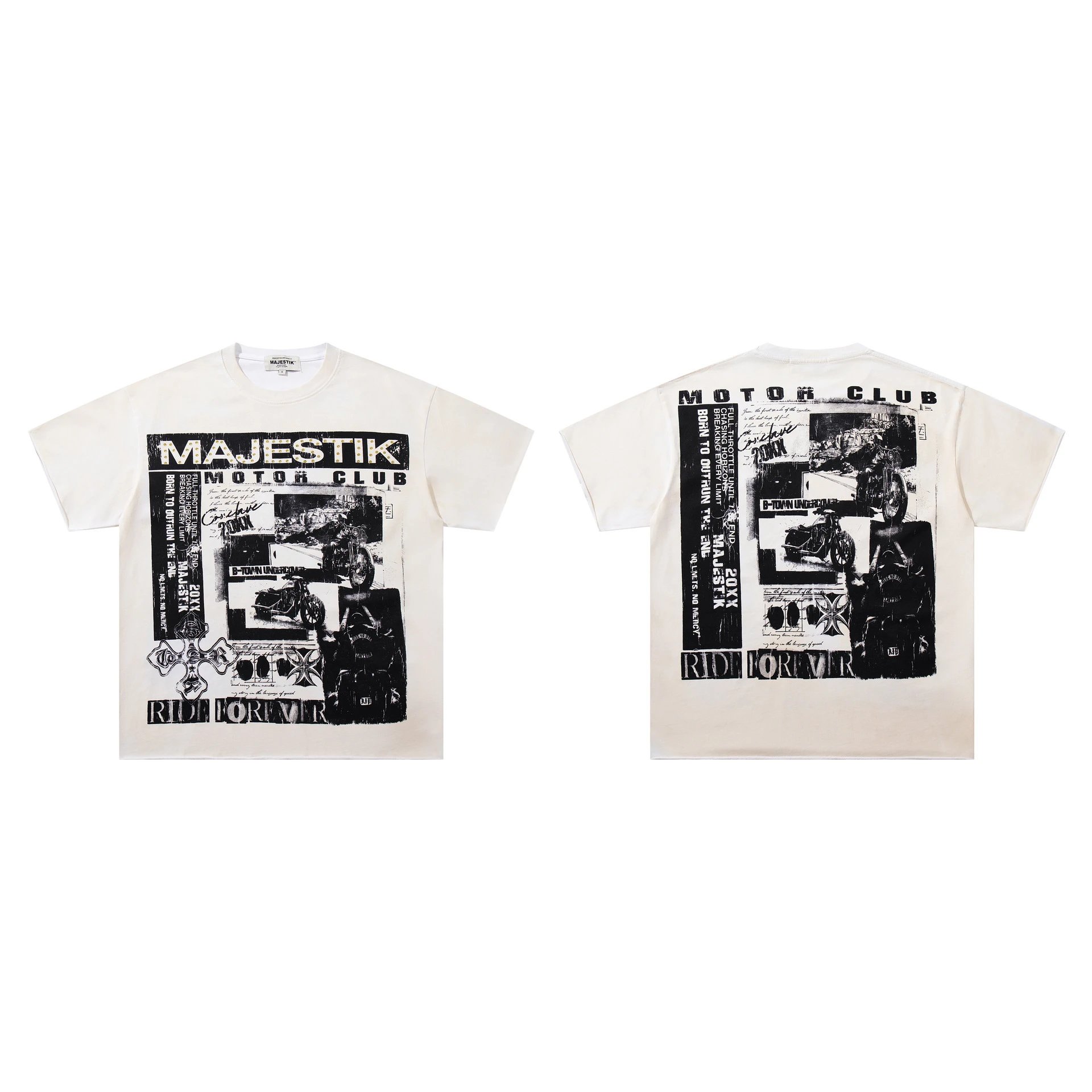 Majestik T-Shirts Graphic Print — M 2639 white