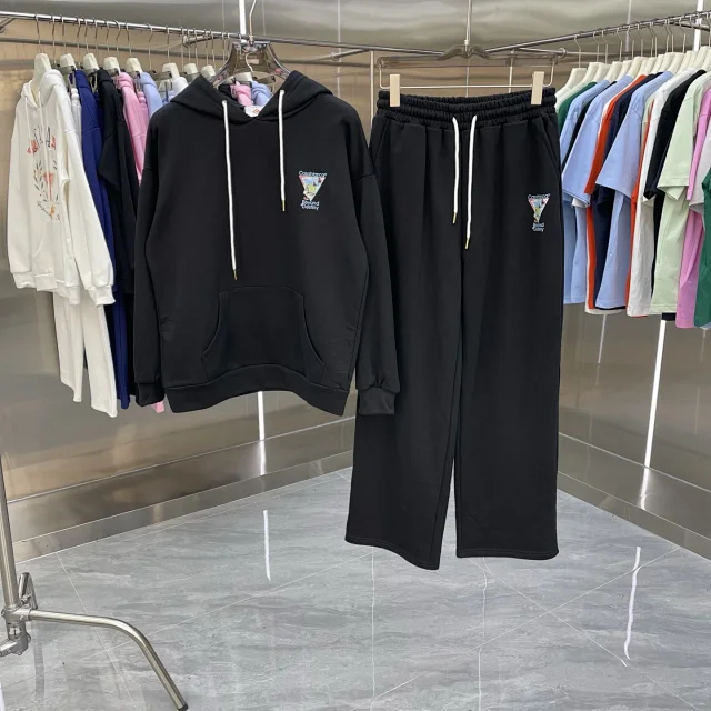 Casablanca Matching Sets Hooded sweatshirt and wide-leg sweatpants set with graphic print product detail image 1