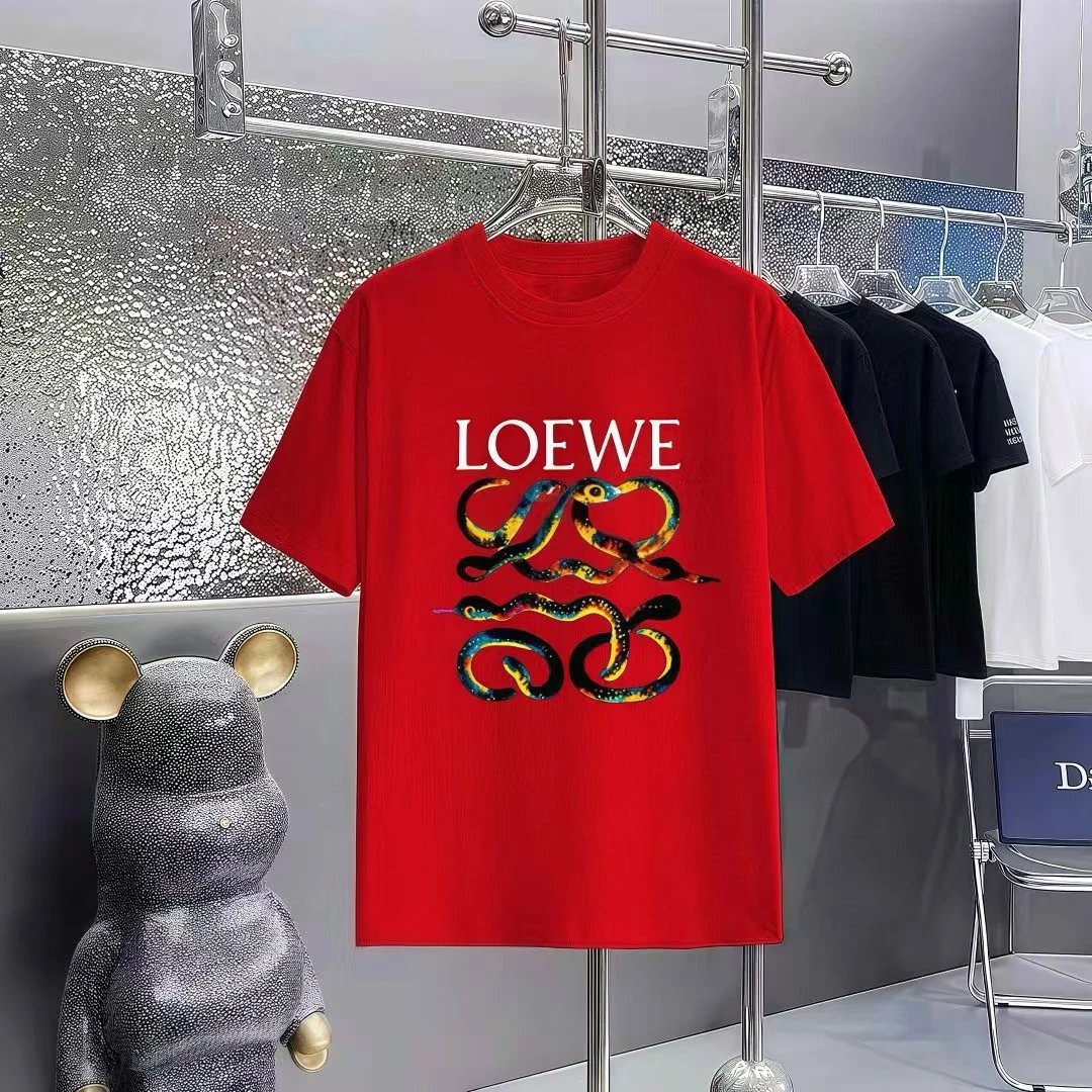 Loewe T-Shirts Short-Sleeve T-Shirt with Anagram Chest Patch — 25