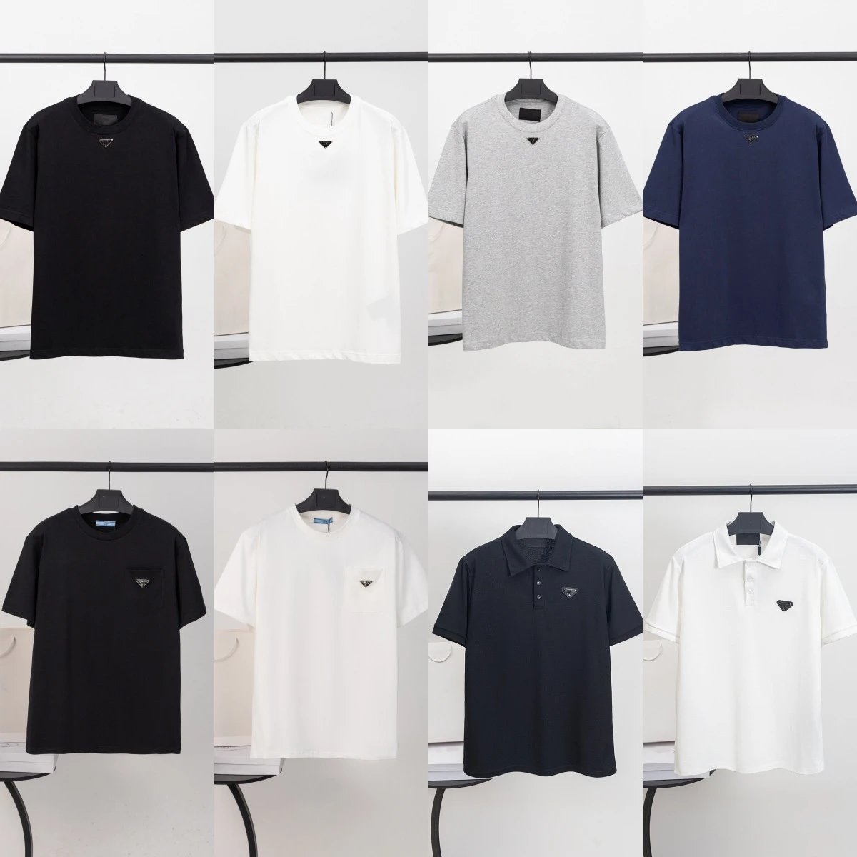 Prada Black White Grey Blue Polo and T-Shirt Set