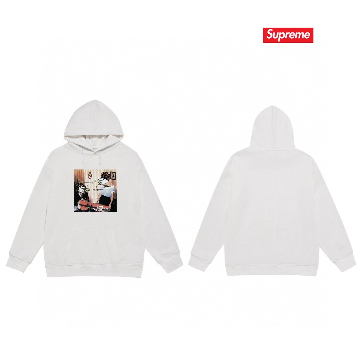 Supreme Hoodies & Sweatshirts Fleece-Lined Hooded Sweatshirt with Graphic Logo Print — 24-2 Fleece-lined version