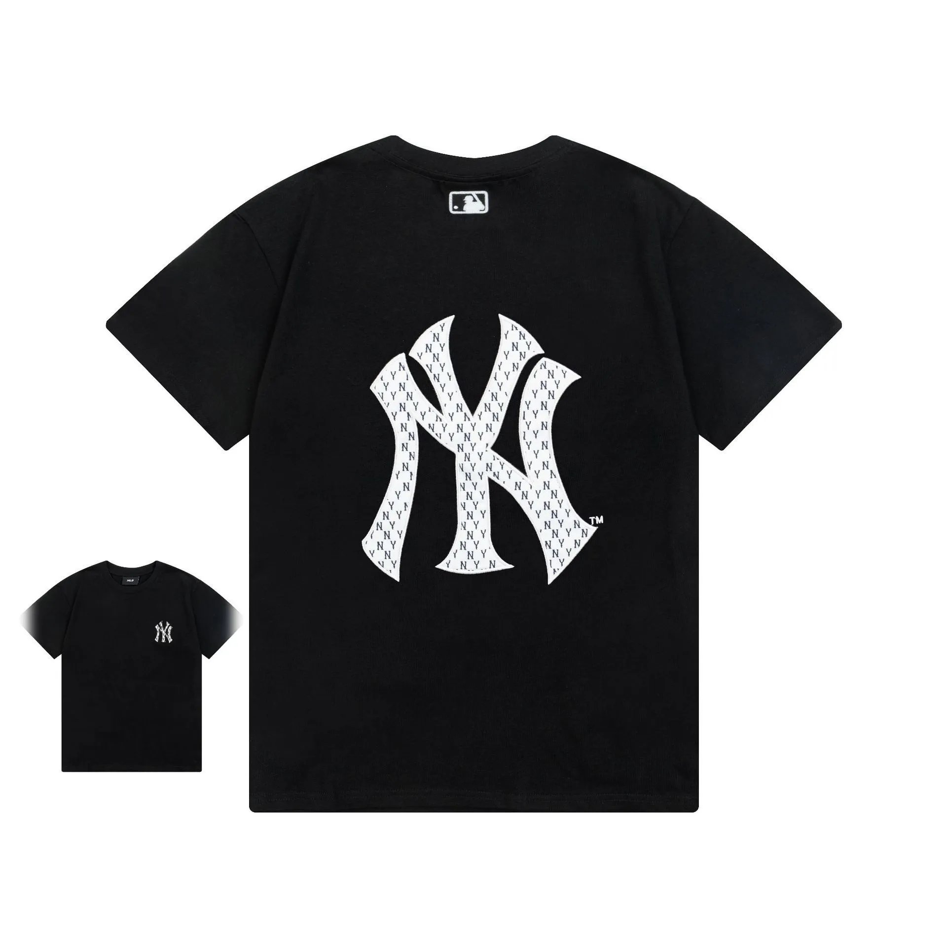 MLB T-Shirts New York Yankees Logo — 915 Black (Embroidery on Front and Back)