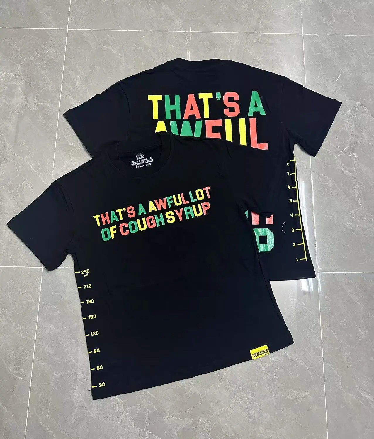 That's a Awful Lot of Cough Syrup T-Shirts Short-Sleeve Graphic Print — 207 Black