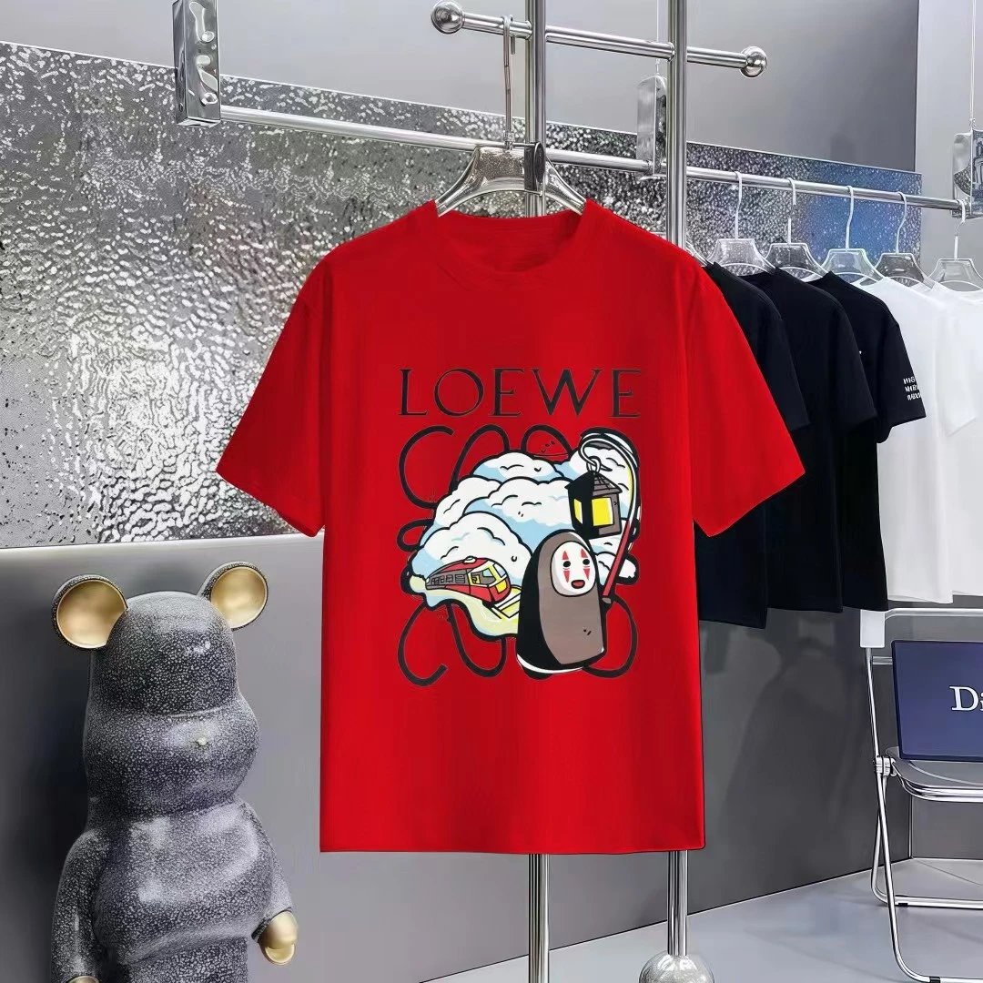 Loewe T-Shirts Short-Sleeve T-Shirt with Anagram Chest Patch — 17
