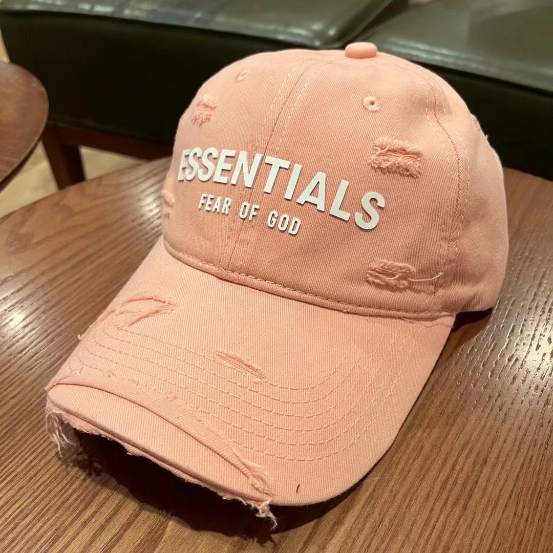 Essentials Hats Distressed Logo Baseball Cap — M05 Orange