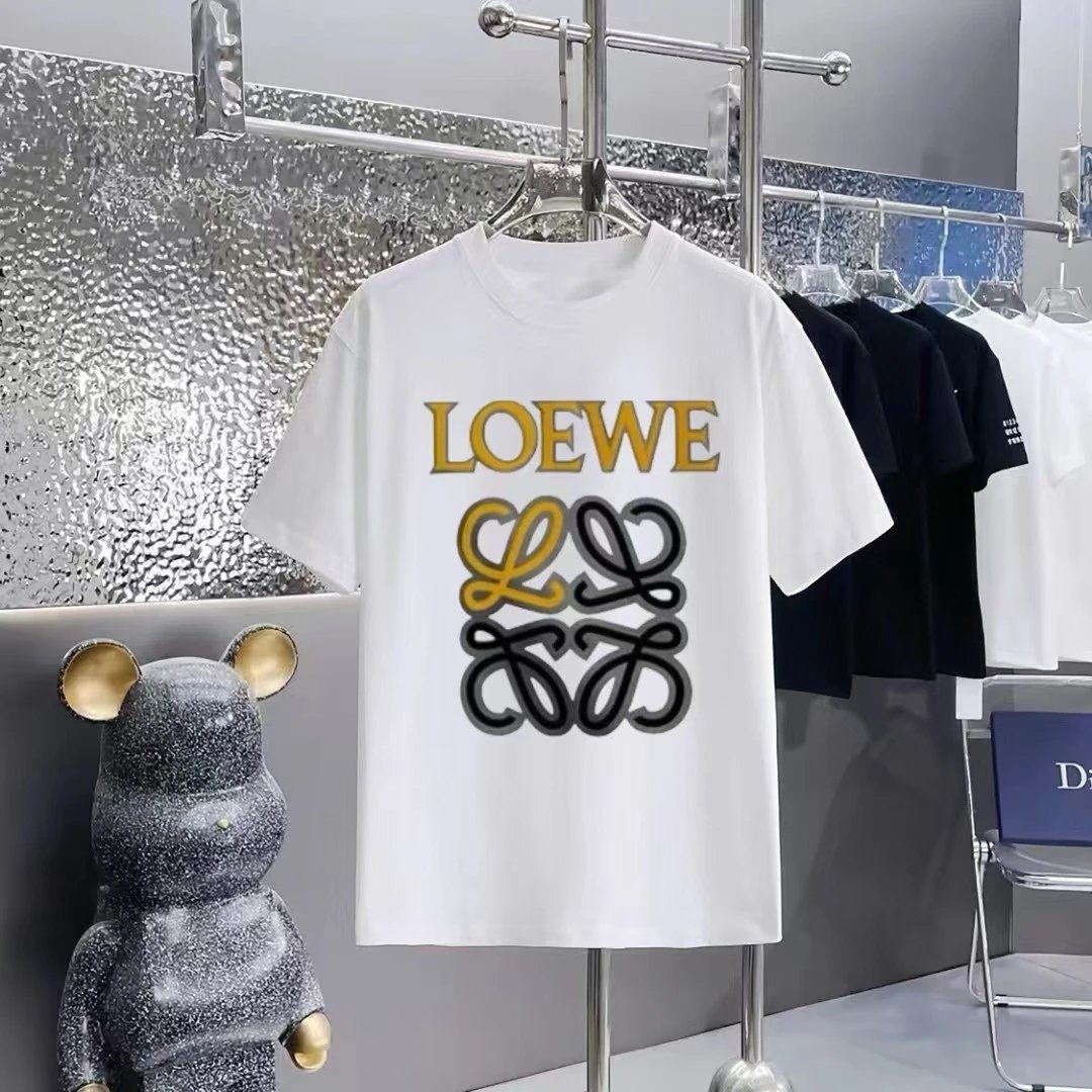 Loewe T-Shirts Short-Sleeve T-Shirt with Anagram Chest Patch — 9