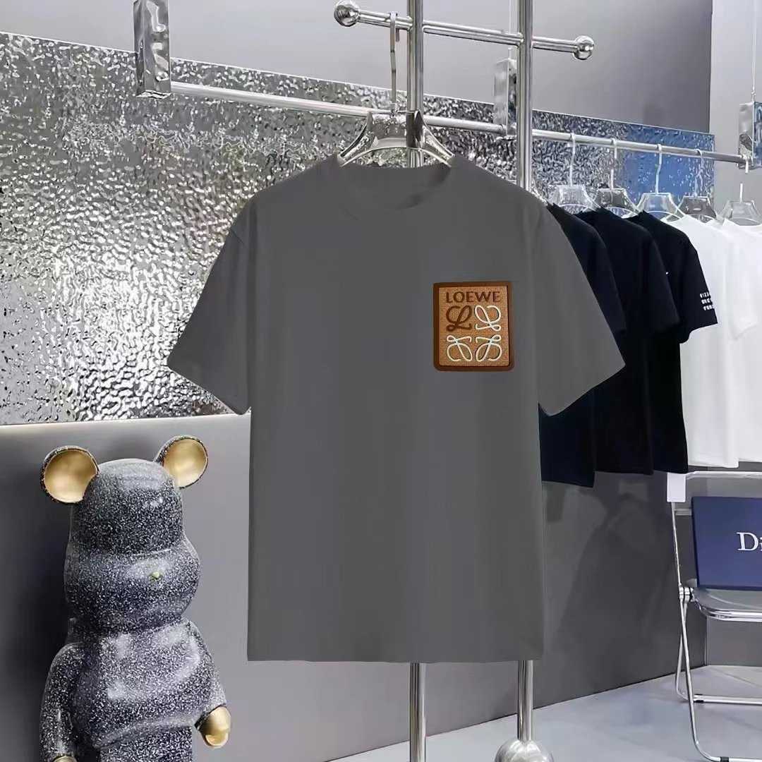 Loewe T-Shirts Short-Sleeve T-Shirt with Anagram Chest Patch — 1