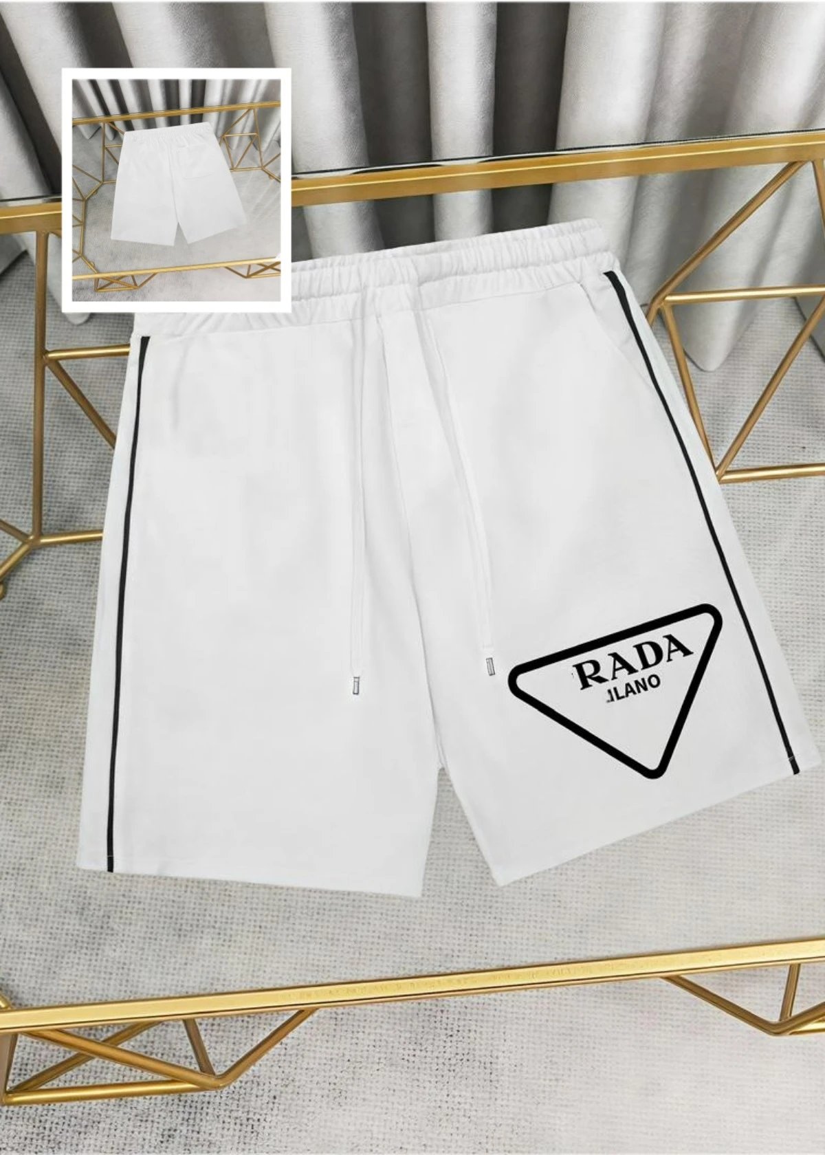Prada T-Shirts Crew-neck T-shirt with triangular logo plaque — white.LOGO triangle logo printing 02