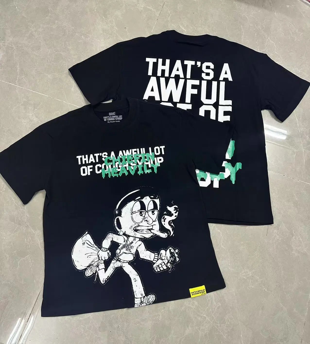 That's a Awful Lot of Cough Syrup T-Shirts Short-Sleeve Graphic Print — 203 Black