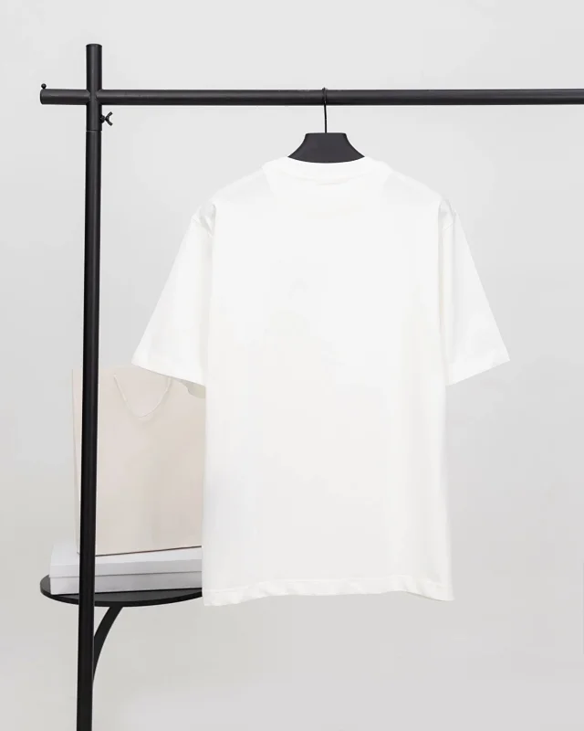 Prada T-Shirts Crew-neck T-shirt with triangular logo plaque product detail image 6