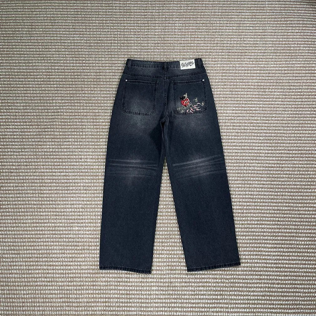 Derschutze Jeans Embroidered wide-leg — Koi/Ash [Trousers】