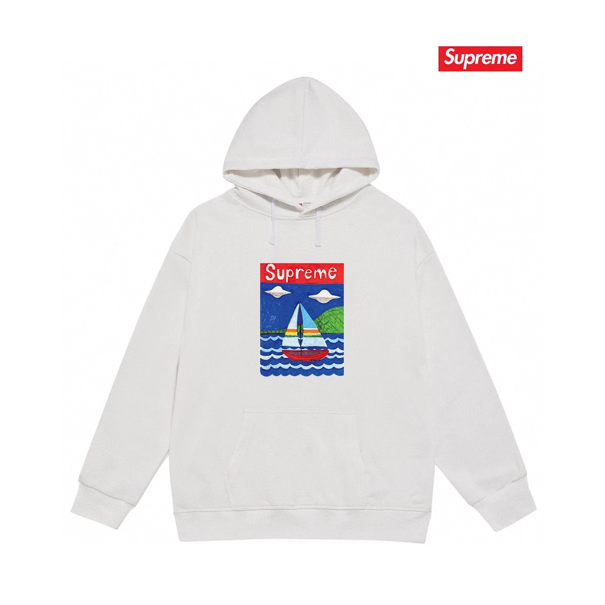 Supreme Hoodies & Sweatshirts Graphic Print Pullover Hoodie — S 2033 white