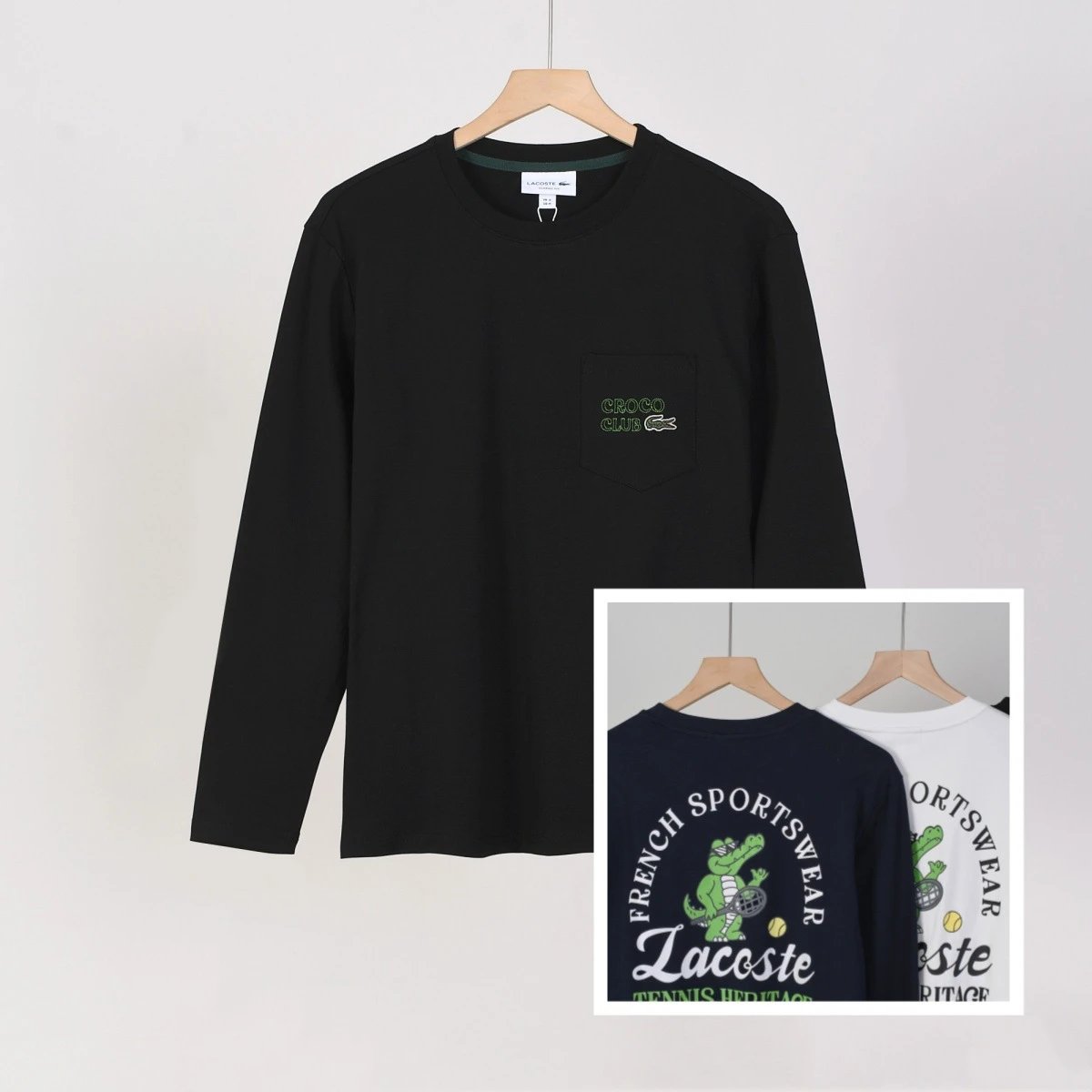 Polo Ralph Lauren T-Shirts Long-Sleeve Crew-Neck Embroidered Logo — 1519 black