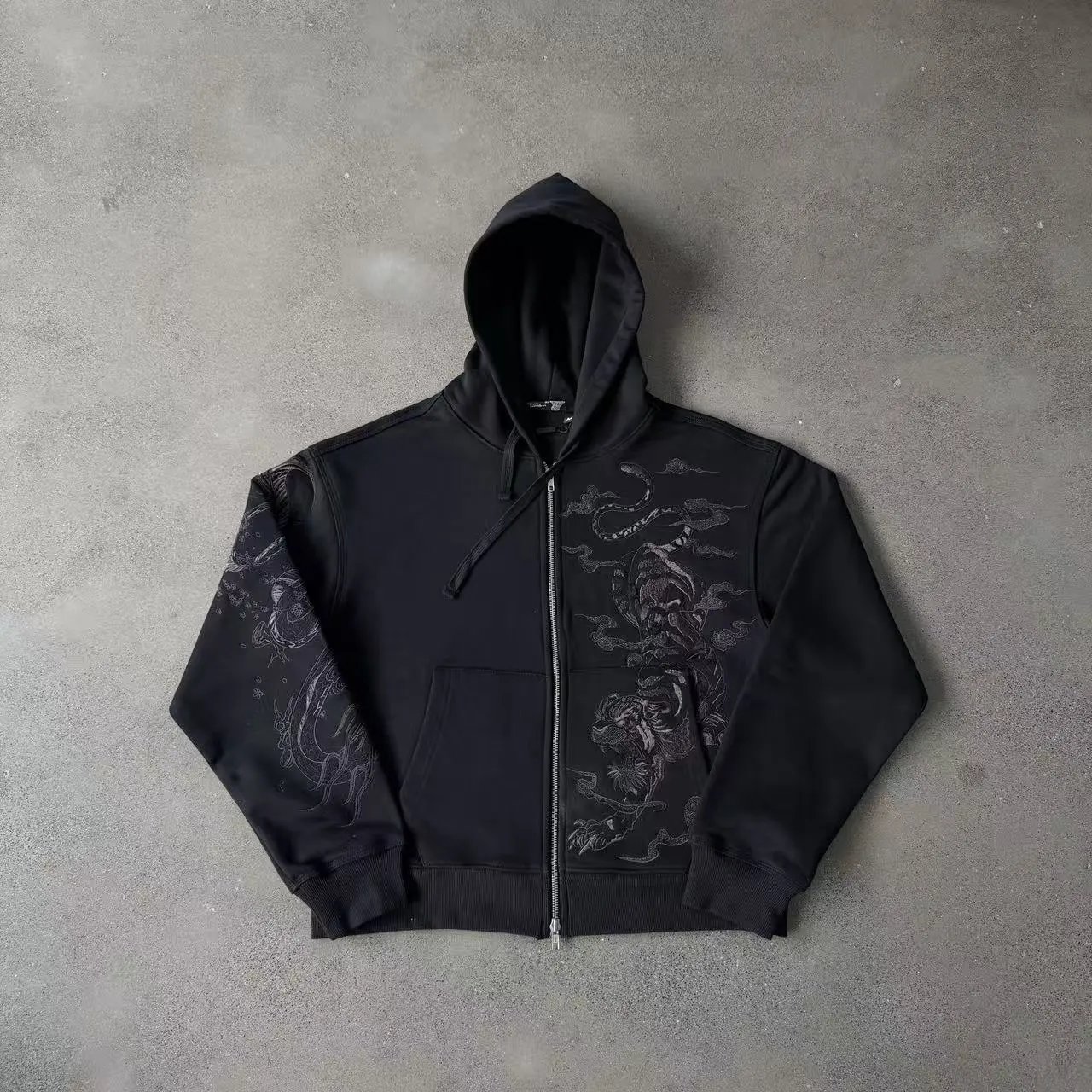 Unbranded Hoodies & Sweatshirts Embroidered Floral — Tiger / Black Hoodie