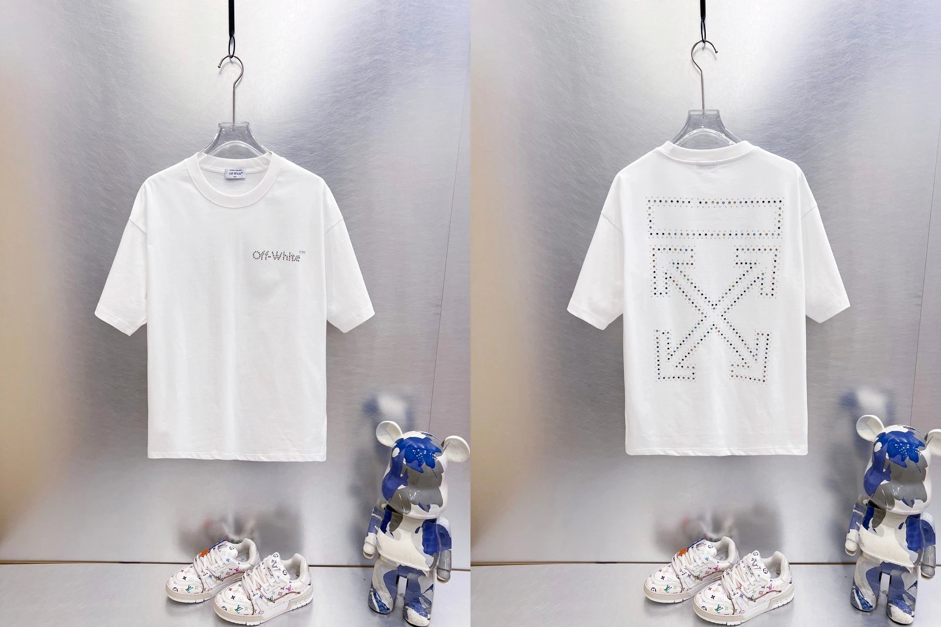 Off-White T-Shirts Oversized graphic-print short-sleeve — 9285 Hot drill white