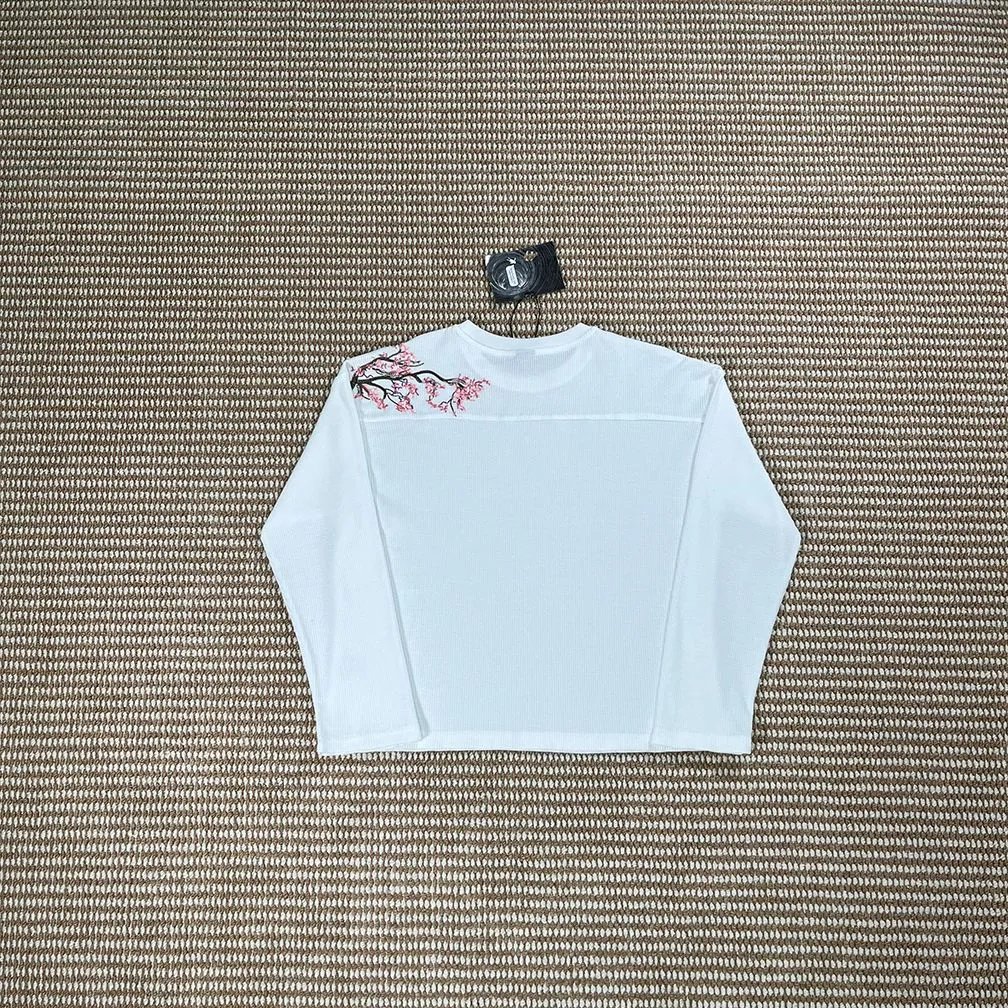 Unbranded Hoodies & Sweatshirts Embroidered Floral — Cherry Blossom / White Long-Sleeve Top